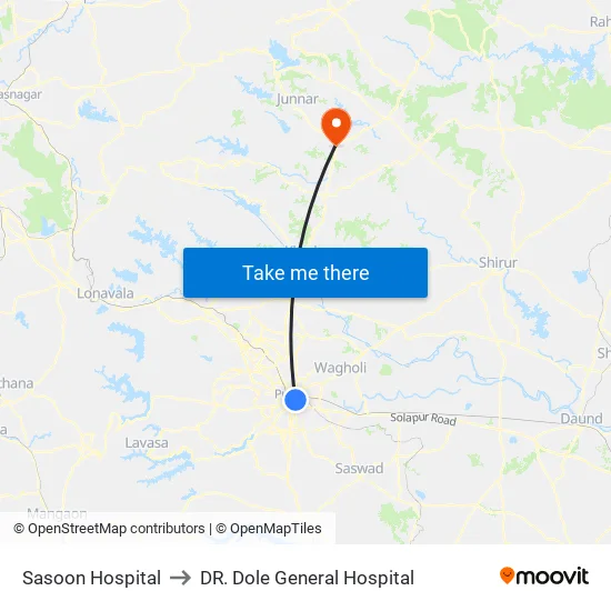 Sassoon Hospital to DR. Dole General Hospital map