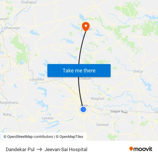 Dandekar Bridge to Jeevan-Sai Hospital map