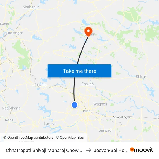 Shivaji Maharaj Chowk Hinjawadi to Jeevan-Sai Hospital map