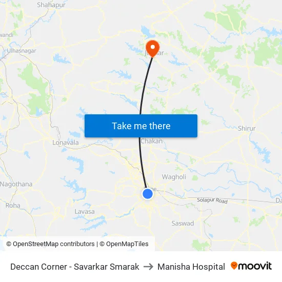 Deccan Corner to Manisha Hospital map