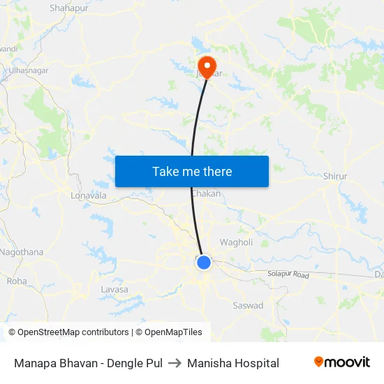 Ma.Na.Pa Dengle Pul to Manisha Hospital map