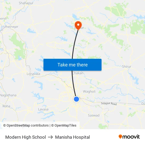 Modern High School to Manisha Hospital map