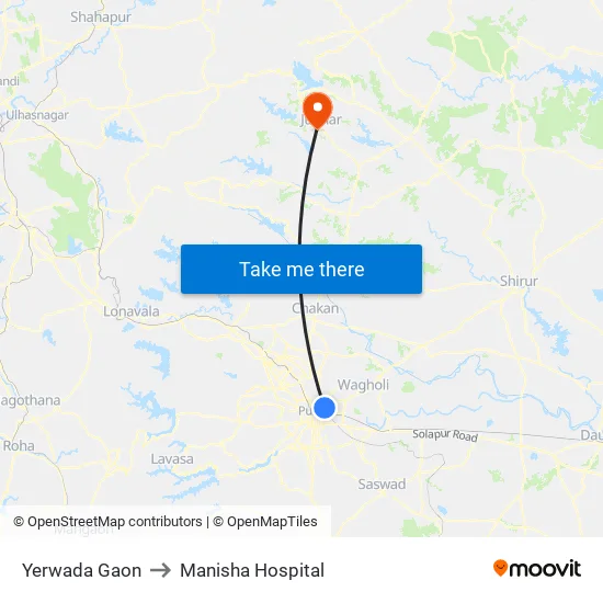 Yerwada to Manisha Hospital map