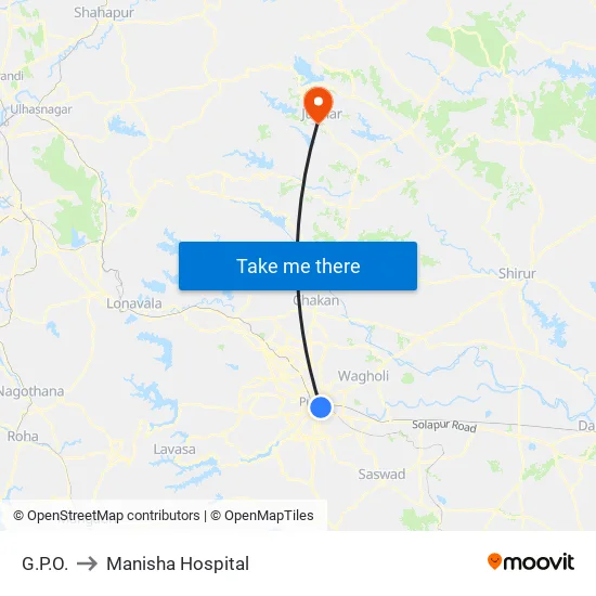 GPO to Manisha Hospital map