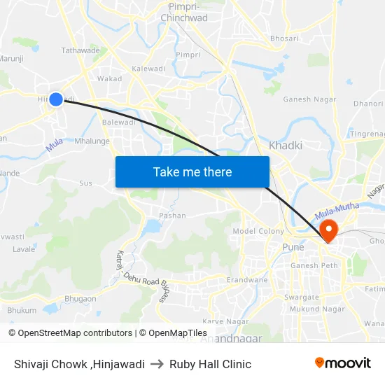 Shivaji Chowk ,Hinjawadi to Ruby Hall Clinic map