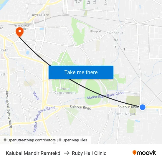 Kalubai Mandir Ramtekdi to Ruby Hall Clinic map