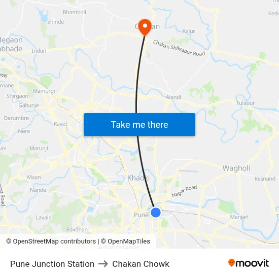 Pune Junction Station to Chakan Chowk map