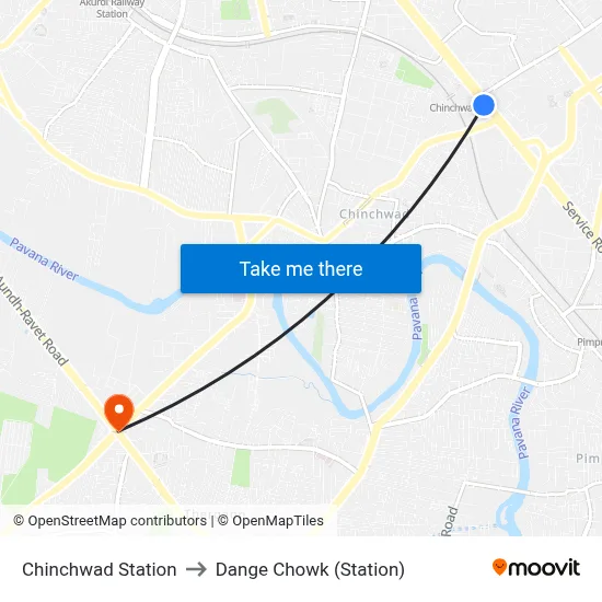 Chinchwad Station to Dange Chowk (Station) map