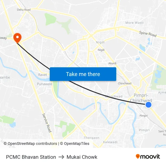 PCMC Bhavan Station to Mukai Chowk map