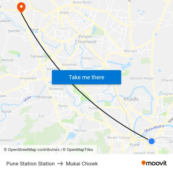 Pune Station Station to Mukai Chowk map