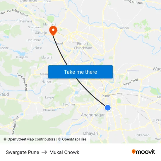 Swargate Pune to Mukai Chowk map