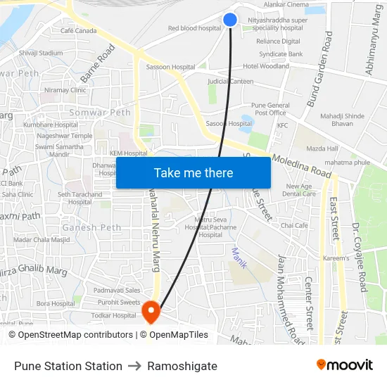 Pune Station Station to Ramoshigate map