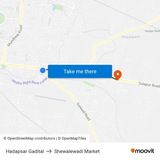 Hadapsar Gadital to Shewalewadi Market map