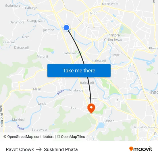 Ravet Chowk to Suskhind Phata map