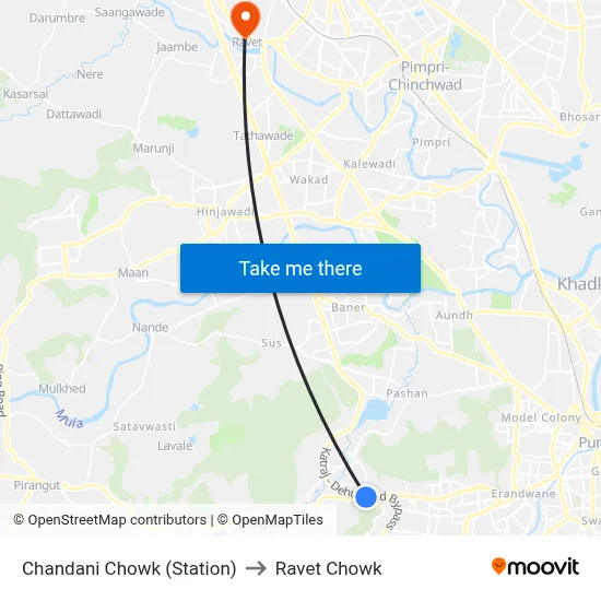 Chandani Chowk (Station) to Ravet Chowk map
