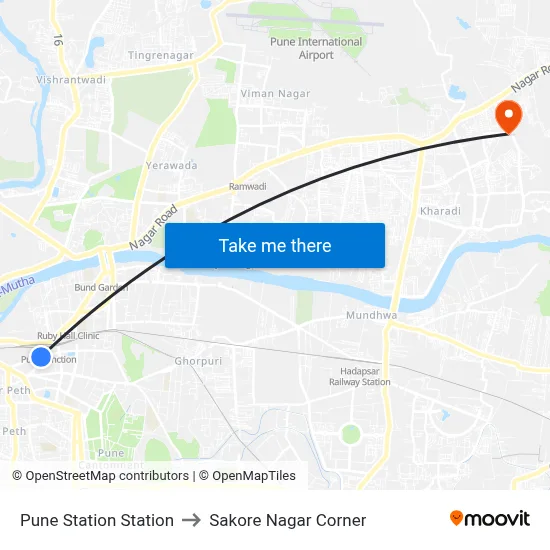 Pune Station Station to Sakore Nagar Corner map