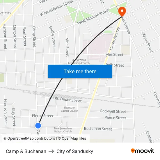Camp & Buchanan to City of Sandusky map