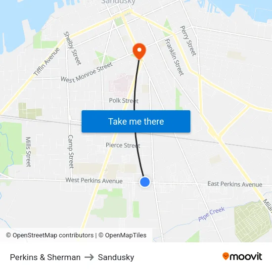 Perkins & Sherman to Sandusky map