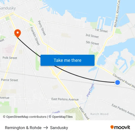 Remington & Rohde to Sandusky map