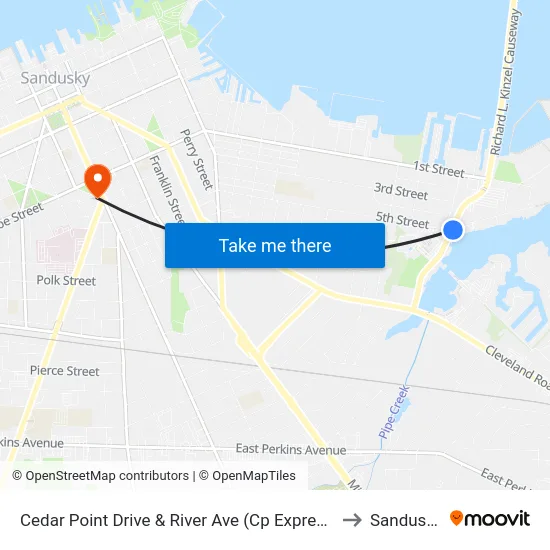 Cedar Point Drive & River Ave (Cp Express) to Sandusky map