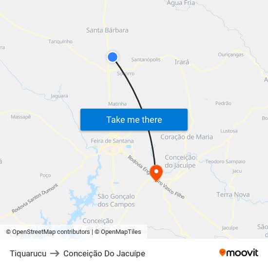 Tiquarucu to Conceição Do Jacuípe map