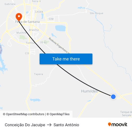 Conceição Do Jacuípe to Santo Antônio map