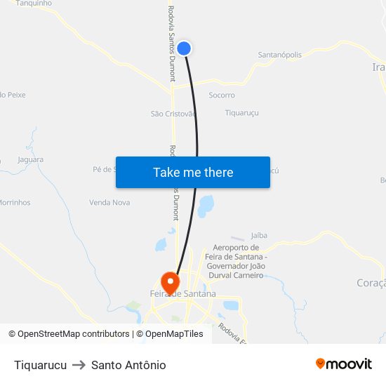 Tiquarucu to Santo Antônio map