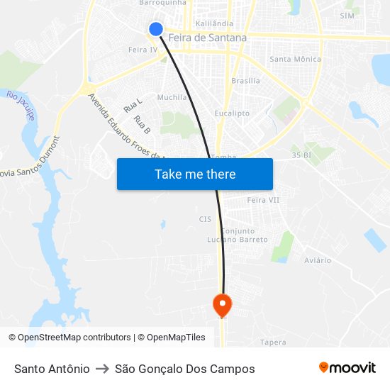 Santo Antônio to São Gonçalo Dos Campos map