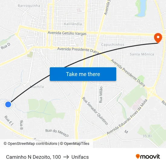 Caminho N Dezoito, 100 to Unifacs map