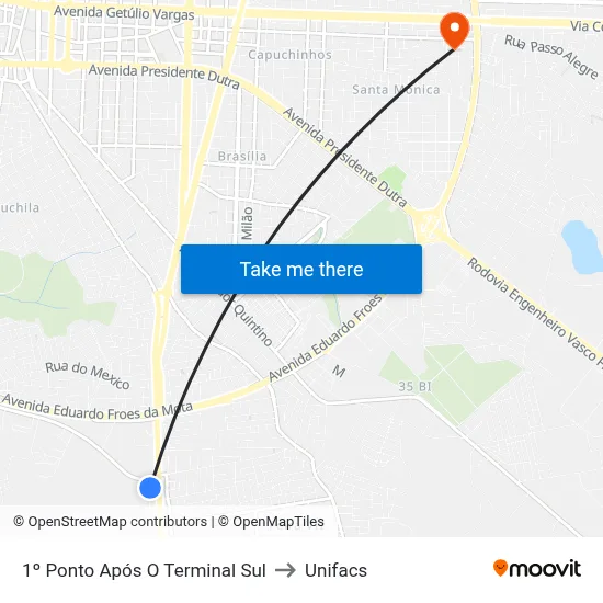 1º Ponto Após O Terminal Sul to Unifacs map