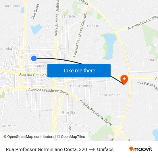 Rua Professor Germiniano Costa, 320 to Unifacs map