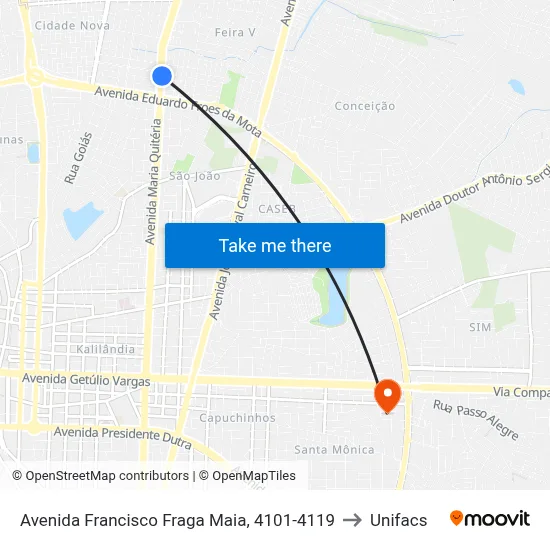 Avenida Francisco Fraga Maia, 4101-4119 to Unifacs map
