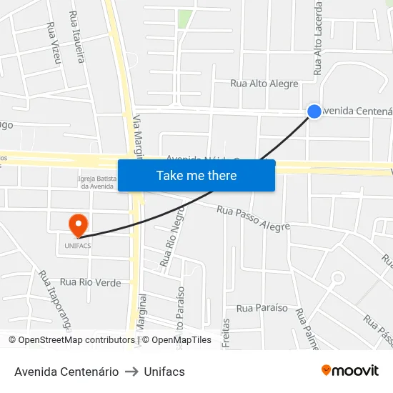 Avenida Centenário to Unifacs map