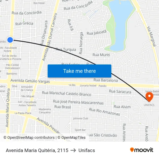 Avenida Maria Quitéria, 2115 to Unifacs map