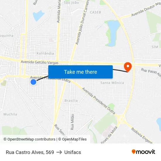Rua Castro Alves, 569 to Unifacs map