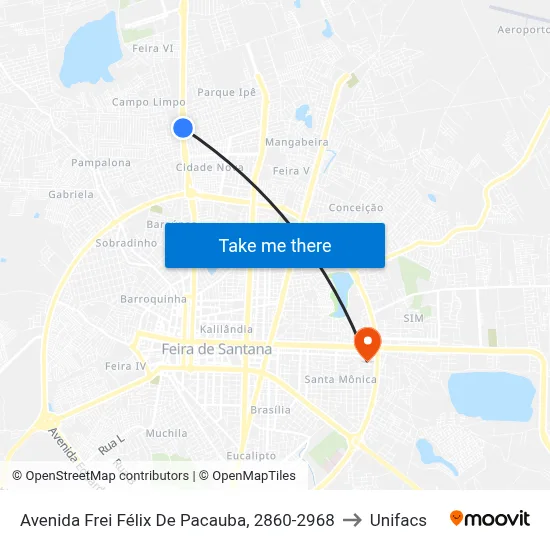 Avenida Frei Félix De Pacauba, 2860-2968 to Unifacs map