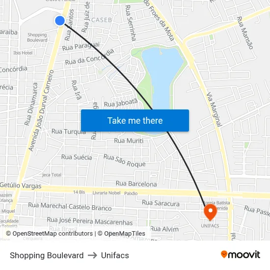 Shopping Boulevard to Unifacs map