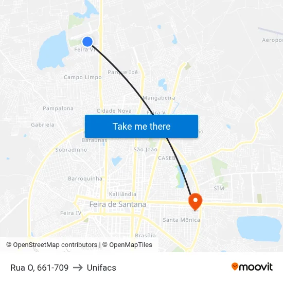 Rua O, 661-709 to Unifacs map