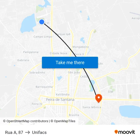 Rua A, 87 to Unifacs map