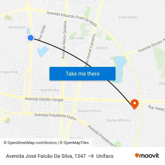 Avenida José Falcão Da Silva, 1347 to Unifacs map