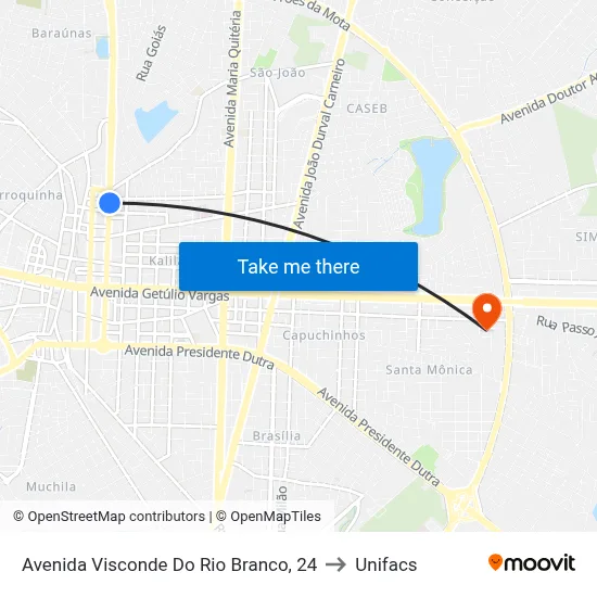 Avenida Visconde Do Rio Branco, 24 to Unifacs map