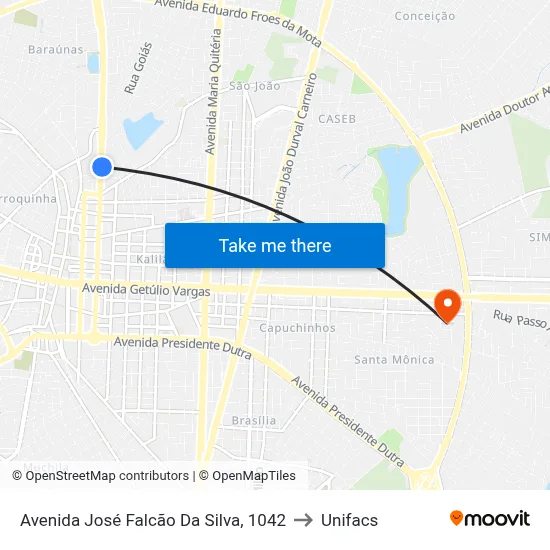 Avenida José Falcão Da Silva, 1042 to Unifacs map