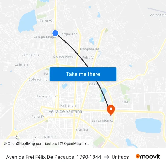 Avenida Frei Félix De Pacauba, 1790-1844 to Unifacs map