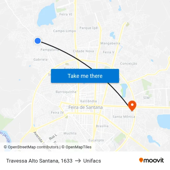Travessa Alto Santana, 1633 to Unifacs map