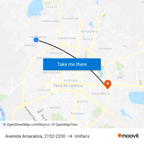 Avenida Amaralina, 2152-2200 to Unifacs map