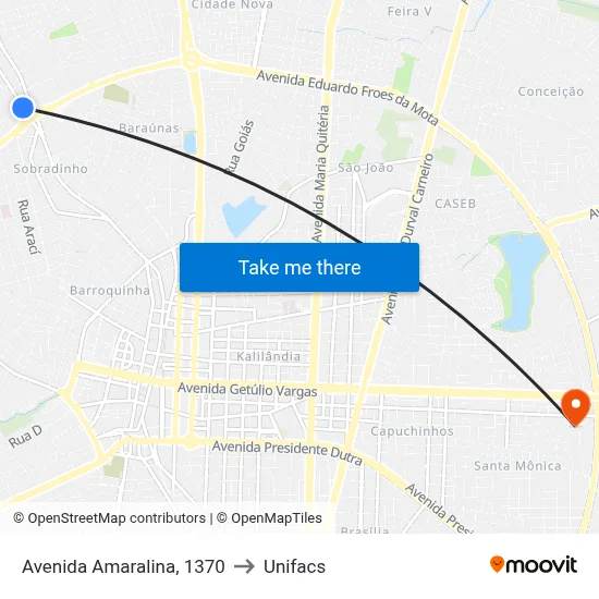 Avenida Amaralina, 1370 to Unifacs map
