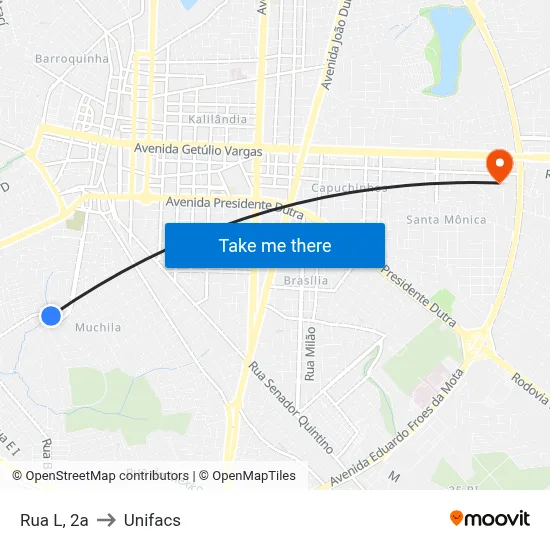 Rua L, 2a to Unifacs map
