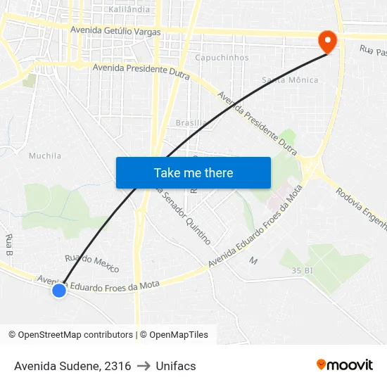 Avenida Sudene, 2316 to Unifacs map