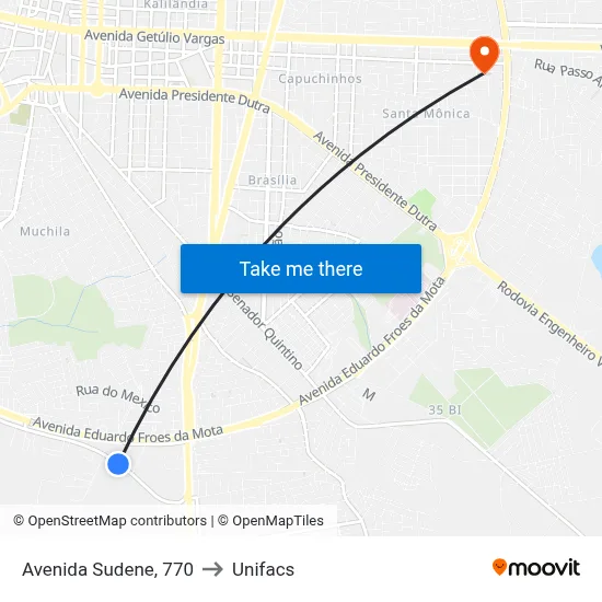 Avenida Sudene, 770 to Unifacs map