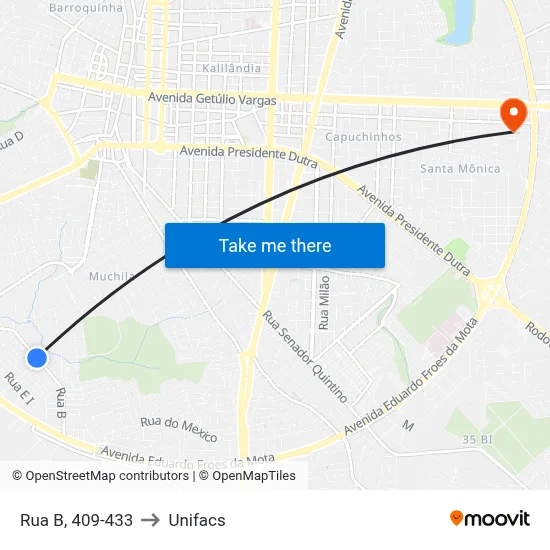 Rua B, 409-433 to Unifacs map